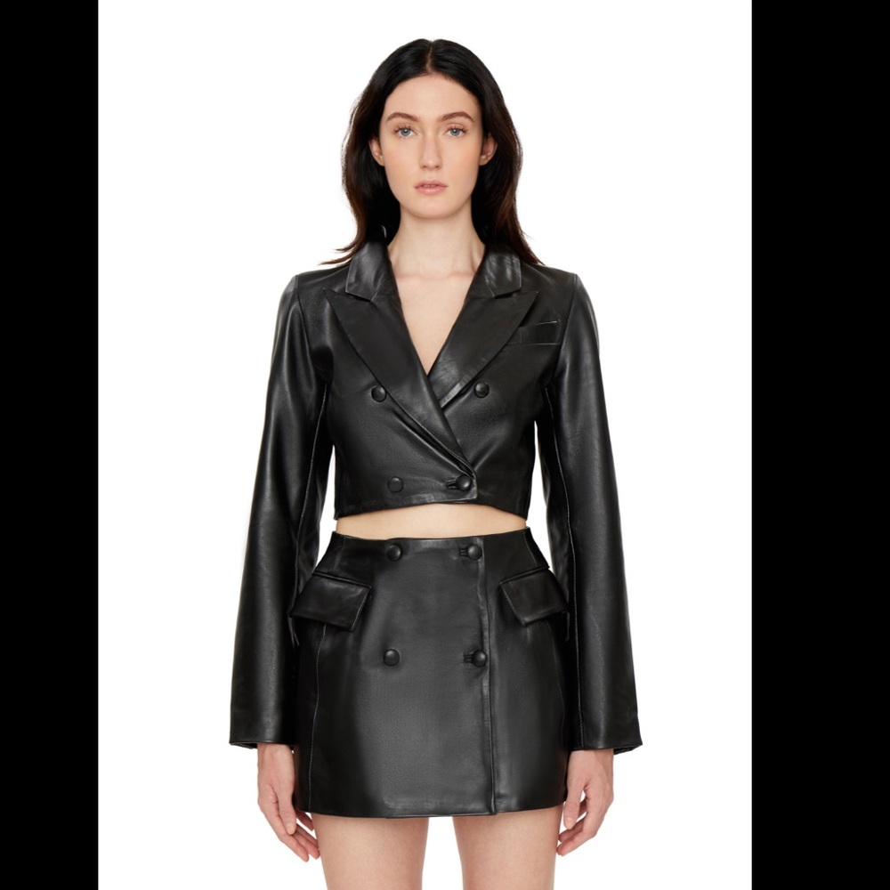 Guizio Leather Cropped Blazer